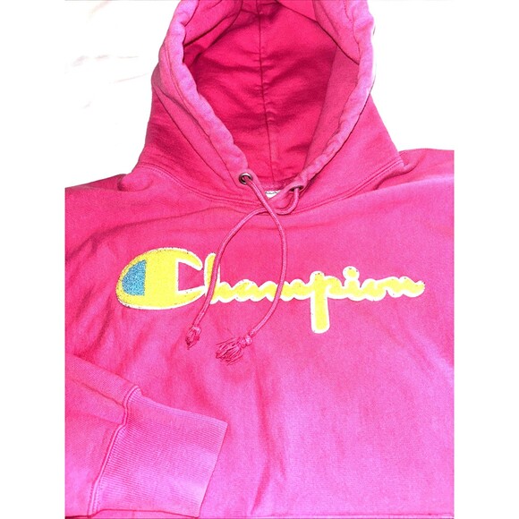 Erykah Badu Champion Reverse Weave Chenille Patch Applique Pink Hoodie Large - Picture 2 of 8